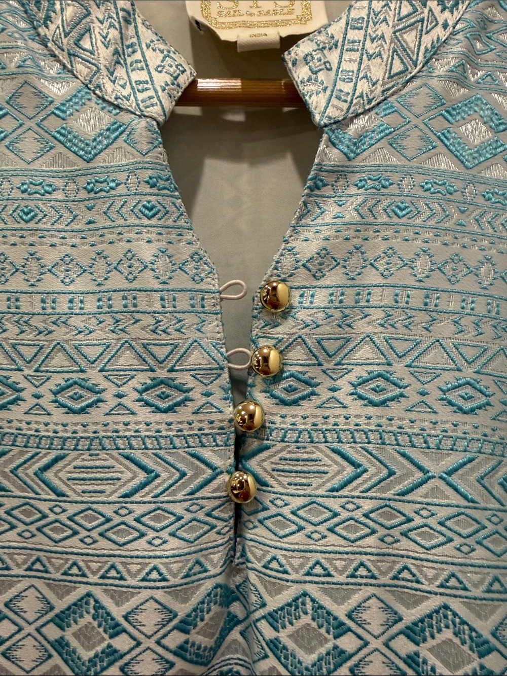 Sail to Sable Seafoam Patterned Puff-Sleeve Mini Dress - Picture 5 of 12